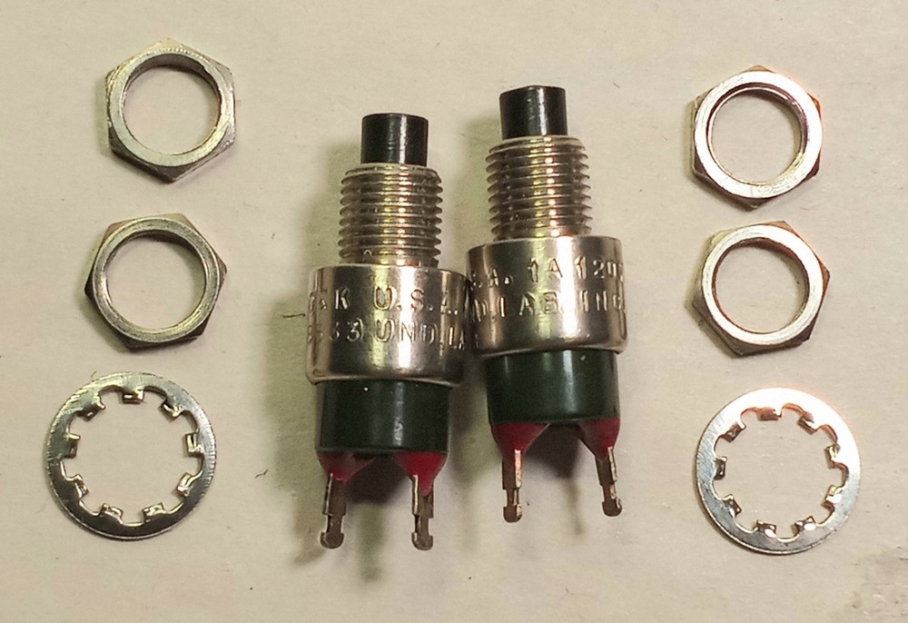 2pc C&K 8533 PUSHBUTTON SWITCH SPDT Standard Panel Mount Made In U.S.A. Vintage