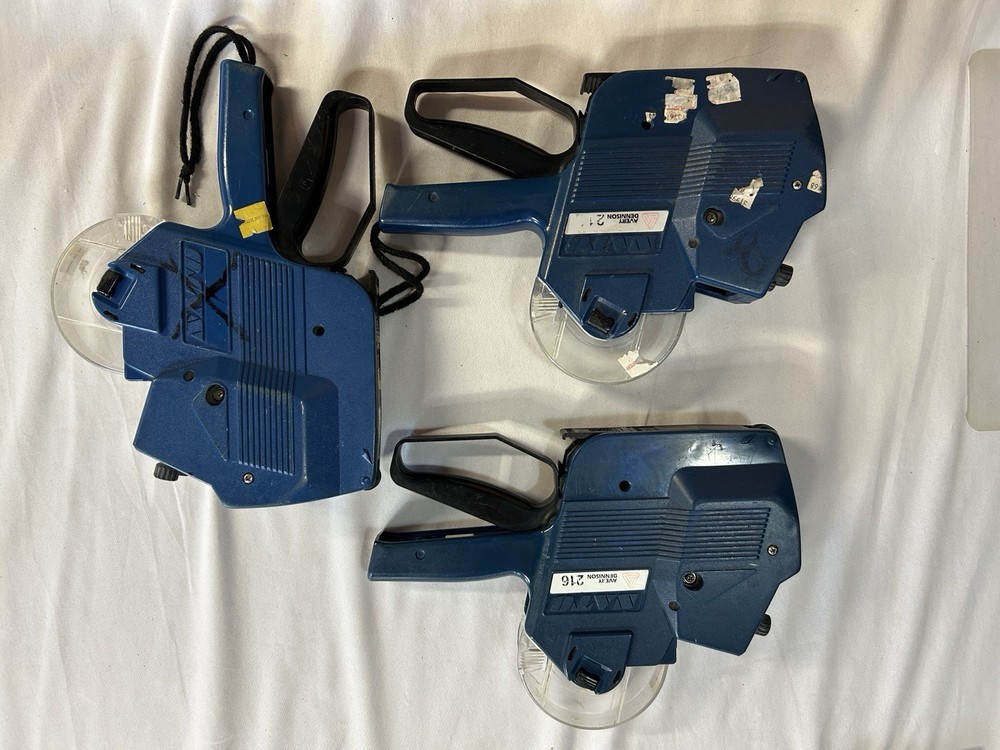 SATO AVERY DENNISON 216 Price Sticker Gun Retail Store Blue 2 Line Lot Of 3