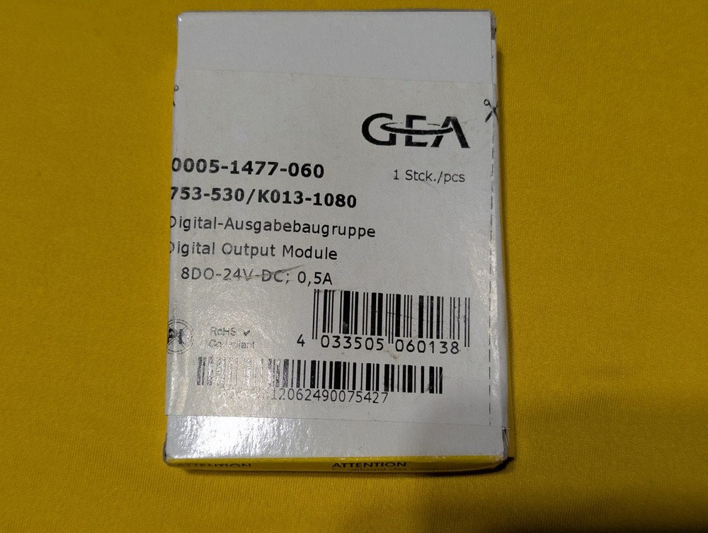 WAGO 753-530 GEA 0005-1477-060 8-Ch Digital Output Module 24VDC New In Box