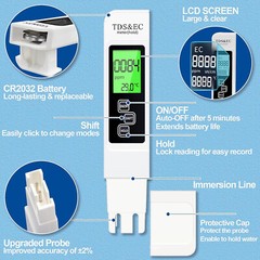 4-in-1 Digital Water Tester TDS EC Temperature Meter 0-9990PPM For Water Purity
