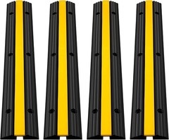 4 Pack of 1-Channel Rubber Cable Protector Ramps Heavy Duty 18000Lbs Load Cap…