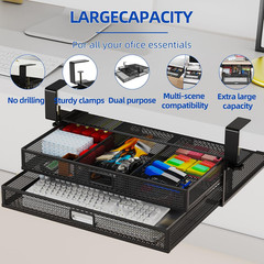 Under Desk Drawer Organizer No Drilling 2 Slide Out Drawer under Table Storage D