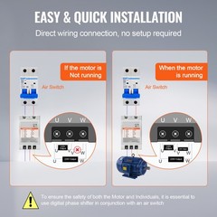 VEVOR 5HP Single 1 Phase to 3 Phase Converter Digital Phase Shifter 15A 220V