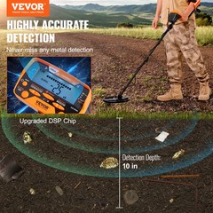 VEVOR 7 Modes Metal Detector for Adults & Kids Waterproof with LCD Display Stem