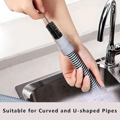 Double Ended Nylon Drain Brush (61″) & Sink Unblocker (17.7″) for Easy Cleaning