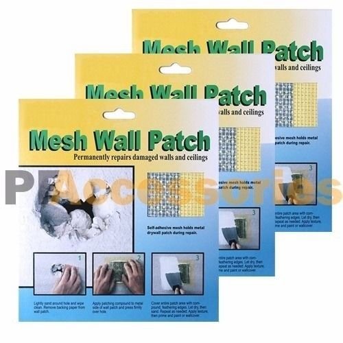 3 Pcs 4″ x 4″ inch Adhesive Mesh Wall Repair Patch for Damaged Drywall Ceiling