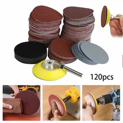 120pcs 2Inch 60-3000 Grit Mixed Sander Sanding Discs Pads Hook & Loop Sandpaper