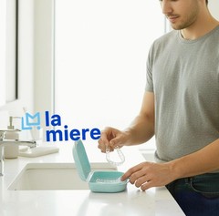 LA MIERE Retainer Case Wheat Straw Denture Case, Standard, Celery Green