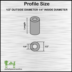 Black Anodized Aluminum Spacer Bushing 1/2″ OD x 1/4″ ID–Fits M6 or 1/4″ Bolts