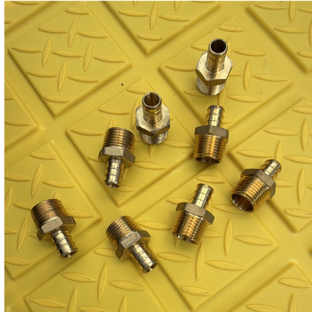 Brass Straight Hose Barb-to-NPT Male-to-Male Fittings, Set of 8