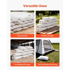 Uimoso 50 Pack Sandbags 16″ x 26″ with Ties, 50lb Capacity Durable Flood Bags