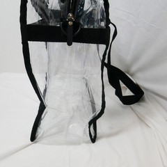 clear PVC stadium-approved tote bag with black handles, events venues security