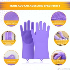 1 Pair Silicone Gloves for Washing Dishes – Tear-Resistant Silicone Dishwashi…