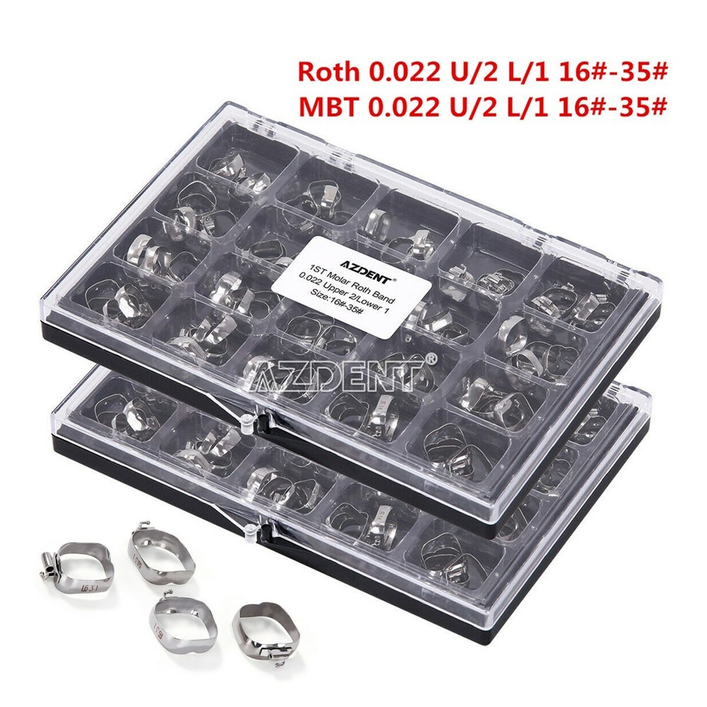 AZDENT Dental Orthodontic Bands with Buccal Tube 1st Molar MBT Roth 022 16#-35#