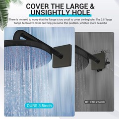 Yinkin 1 Pack 3.5 Inch Black Large Shower Arm Flange Square Plumbing