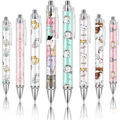 Ireer 8 Pcs Ballpoint Pens for Women 1.00 mm Cute Black Ink as picture shown
