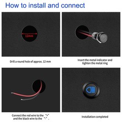 12V LED Indicator Small Light Indicator Waterproof 1/2(12Mm) Panel Cutout 12V