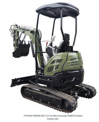 TYPHON 2.5 Ton Mini Excavator KUBOTA Diesel Engine USA w 14 attachments