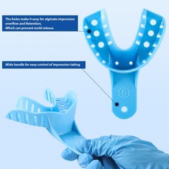 Bag of 12 Dental Impression Trays Plastic Perforated S/M/L Upper/Lower
