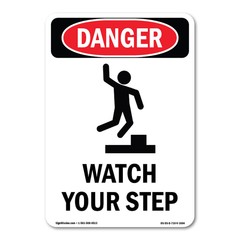 Watch Your Step ANSI Danger Sign Metal Plastic Decal