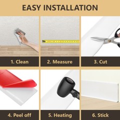 Vinyl Wall Base Baseboard Molding Trim 4″x 20FT Flexible Self Adhesive White
