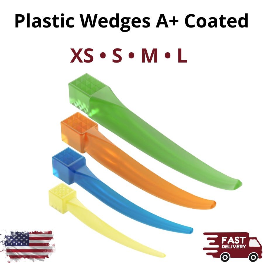 200Pk Dental Plastic Anatomical Matrix Wedges XS/S/M/L Astringent Coated Refill