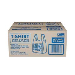 T-Shirt Carry-Out Bags, 11.5″ x 6.5″ x 22″ {1,000 ct.} NO SHIP TO NY,NJ,CA.