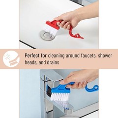 Window Track Cleaning Brush with Ergonomic Handle and Built-in Scraper, Multipur
