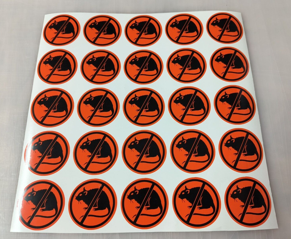 25 pack – NO Rats Orange & Black Vinyl Hard Hat Helmet Stickers Decals Funny Rat