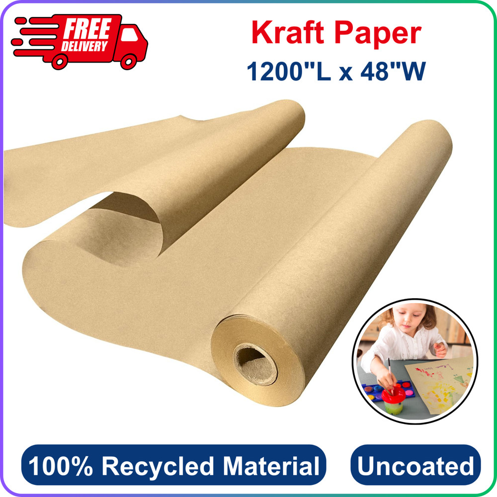 48″ wide x 1200″ long Rolled Brown Kraft Paper Shipping Void Crafting Fill Wrap