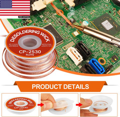 3PCS Premium Desoldering Wick – 3 Sizes Solder Wick Braid (0.08″, 0.1″, 0.12″ X