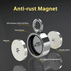 2000 Lbs Fishing Magnet Kit Pull Force Strong Neodymium Manget / Carabiner Rope