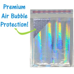6×10 Pink & Hologram Metallic Bubble Mailers Holographic Air Shipping Envelopes