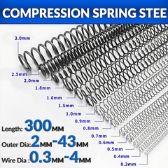 Compression Spring Steel 0.3mm – 4mm Wire Dia Pressure Coil Springs Length 300mm