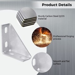 4PCS 90° Carbon Steel Gusseted Brackets Unistrut 1-5/8″ Channel Brace 4″x4″