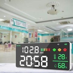5-in-1 Decibel Meter 30-130dB Range Wall Mount Sound Level Meter 11″ Large LED
