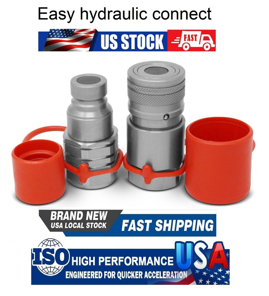1/2″ NPT Thread 1/2 Flat Face Hydraulic Quick Coupler Set Bobcat Skid Steer TL23