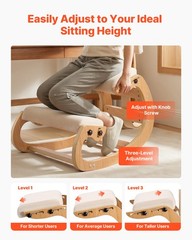 VEVOR Ergonomic Kneeling Chair Wood Posture Chair with Backrest & Thick Cushions