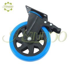 4 Pcs 6-Inch Polyurethane Casters With Brake Included 2 × Hardware Kits Blue