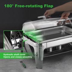 9QT Food Warmer Commercial Steel Chafer Buffet Chafing Dish Roll Top
