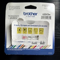 USED – Genuine Brother – P-Touch – TZe-2412PK – 3/4″ – Black on White Tape – 2PK
