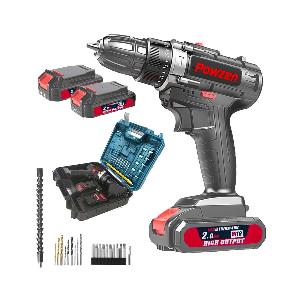 21V Brushless Cordless Power Drill 【2 Battery】 with 2x 2.0Ah Battery and Char…