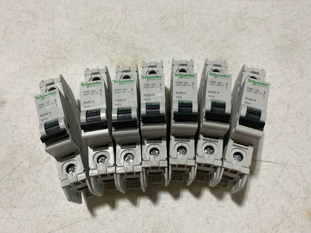 3x Schneider Electric C60 Multi 9 Circuit Breakers 2A 240V-60V 1-Pole NOS