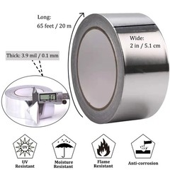 Heavy Duty Aluminum Foil Tape – 6 Rolls, 2″x65ft, High Temp Insulation for Ducts