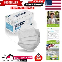 50-Pack Disposable 3-Ply ASTM Level 3 Face Masks – Comfortable & Stylish in Gray