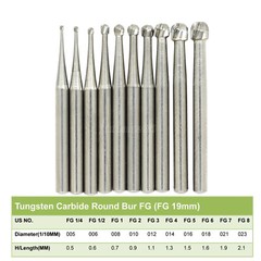 Dental Carbide Burs High Speed FG 19mm / Surgical FGOS FG SL 557 25mm