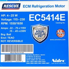Nidec EC5414E Rescue ECM Refrigeration Motor 4-25 Watt 115-230V 1550/1650 RPM