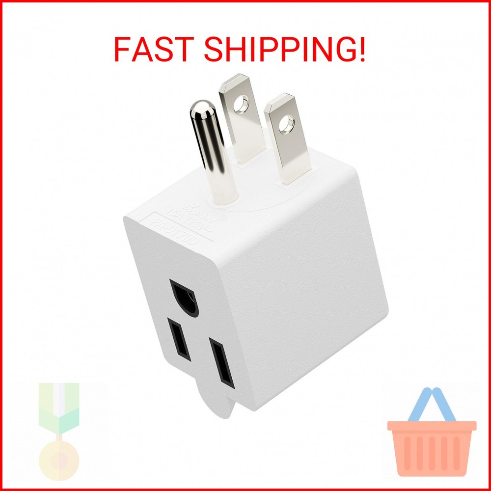 90 Degree Adapter Right Angled Downward Angled USA 3-Prong Male-Female Adapter,9