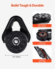 14.5 Ton Heavy Duty Recovery Snatch Block Pulley Snatch 32,000 lbs Capacity