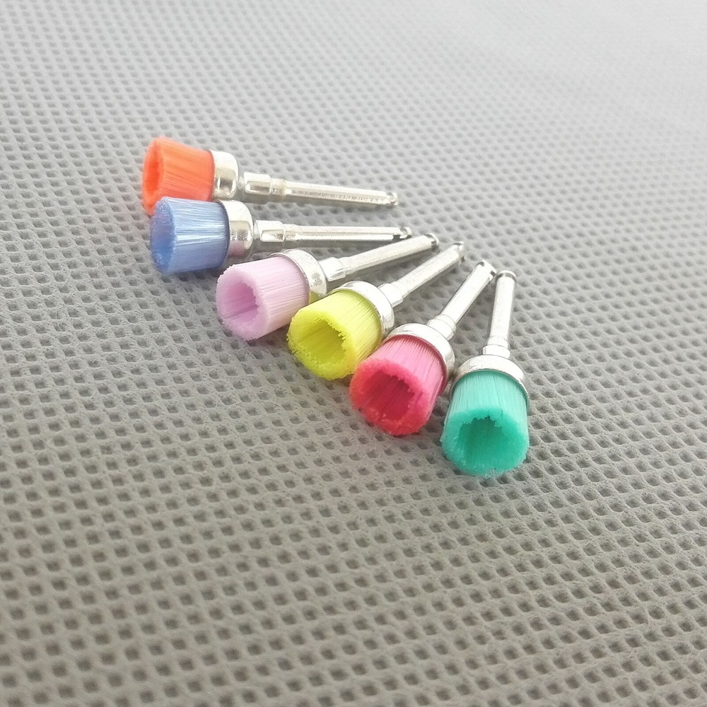 100 PCS Mixed Color Nylon Latch Flat Polishing Polisher Prophy Bowl Dental Brush